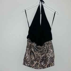 Mini sequin open back dress
